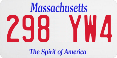 MA license plate 298YW4