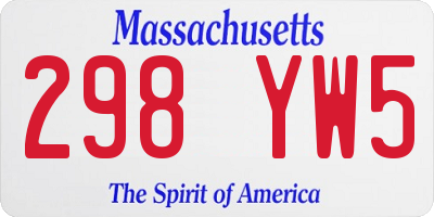 MA license plate 298YW5
