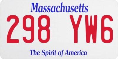 MA license plate 298YW6