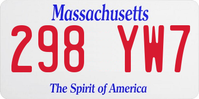 MA license plate 298YW7