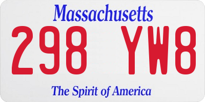 MA license plate 298YW8