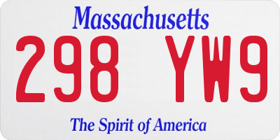 MA license plate 298YW9