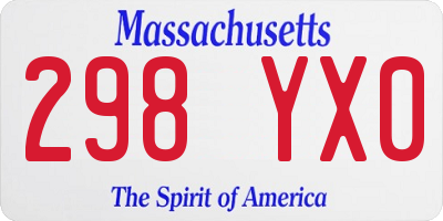 MA license plate 298YX0
