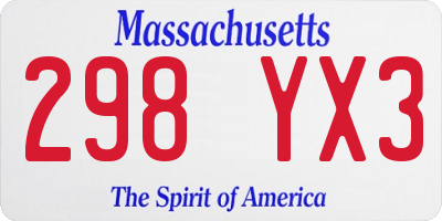 MA license plate 298YX3
