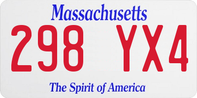 MA license plate 298YX4
