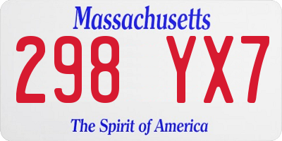 MA license plate 298YX7