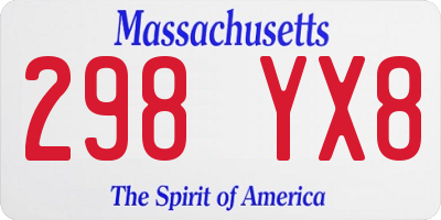 MA license plate 298YX8