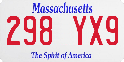 MA license plate 298YX9