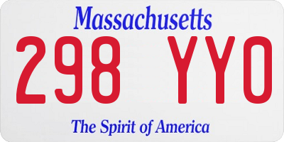 MA license plate 298YY0