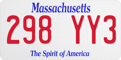 MA license plate 298YY3