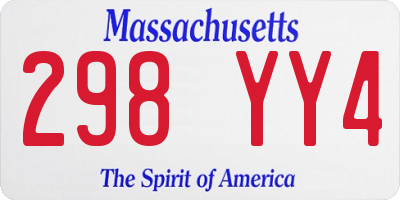 MA license plate 298YY4