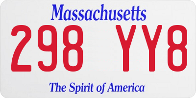 MA license plate 298YY8