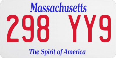 MA license plate 298YY9