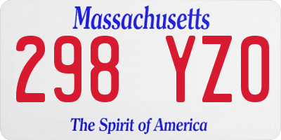 MA license plate 298YZ0
