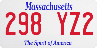 MA license plate 298YZ2