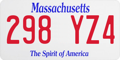 MA license plate 298YZ4