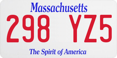 MA license plate 298YZ5