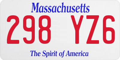 MA license plate 298YZ6