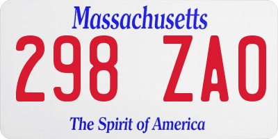 MA license plate 298ZA0