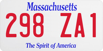 MA license plate 298ZA1