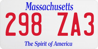 MA license plate 298ZA3