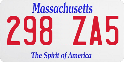 MA license plate 298ZA5