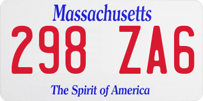 MA license plate 298ZA6