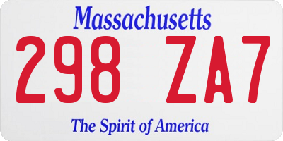 MA license plate 298ZA7