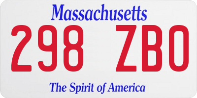 MA license plate 298ZB0
