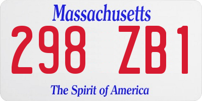 MA license plate 298ZB1