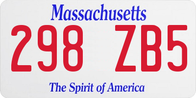 MA license plate 298ZB5