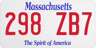 MA license plate 298ZB7