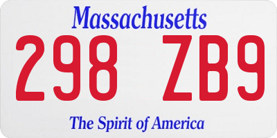 MA license plate 298ZB9
