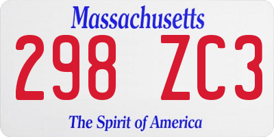 MA license plate 298ZC3