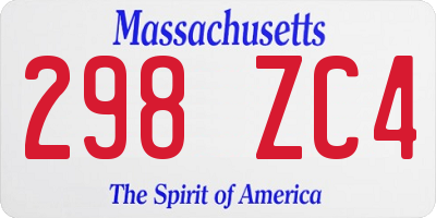 MA license plate 298ZC4