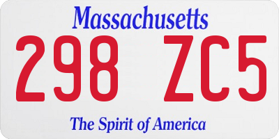 MA license plate 298ZC5