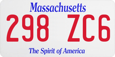 MA license plate 298ZC6