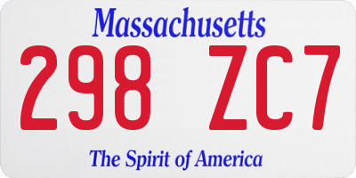 MA license plate 298ZC7