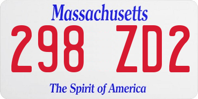 MA license plate 298ZD2