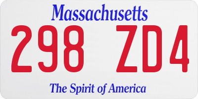 MA license plate 298ZD4