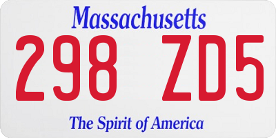 MA license plate 298ZD5
