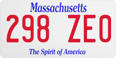 MA license plate 298ZE0