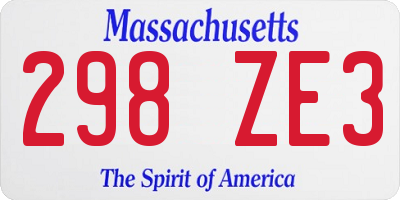 MA license plate 298ZE3