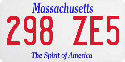 MA license plate 298ZE5
