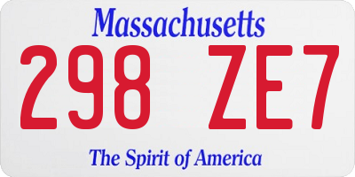 MA license plate 298ZE7