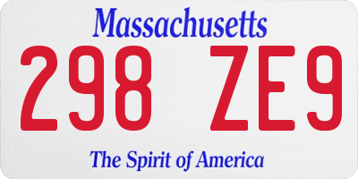 MA license plate 298ZE9