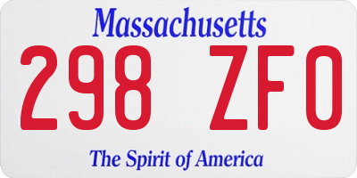 MA license plate 298ZF0
