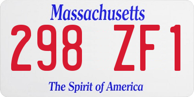 MA license plate 298ZF1