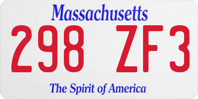 MA license plate 298ZF3