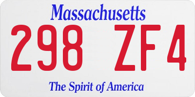MA license plate 298ZF4